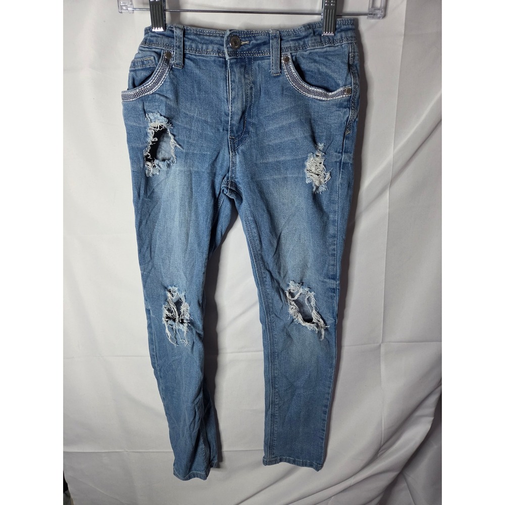 Forever 21 Girls Distressed Skinny Jeans Blue Medium